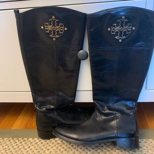 Womens Tory burch kiernan tall black leather boots
